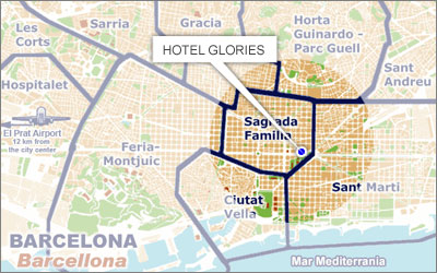 Hotels Barcelona, Stadplan